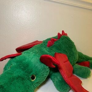 Floppy Dragon Plush 28"  Green/Red.  Large stuffed animal